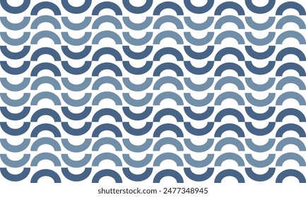 Gray, blue U curve wave repeat seamless pattern on white background, replete image design for fabric printing