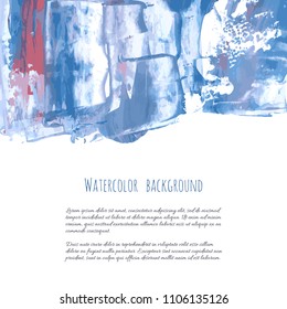 Gray blue vector ink watercolor hand painted texture background isolated on white. Abstract acrylic dry brush splash, strokes, stains, spots, blot, scribble, smudge. Black charcoal grunge drawing.