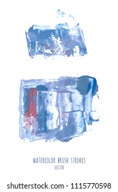 Gray blue vector ink watercolor hand painted texture background isolated on white. Abstract acrylic dry brush splash, strokes, stains, spots, blot, scribble, smudge. Black charcoal grunge drawing.