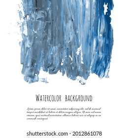 Color de la tinta azul vectorial gris color de agua fondo de textura pintado a mano aislado en blanco. Resumen de salpicaduras secas acrílicas, golpes, manchas, manchas, manchas, manchas, garabatos, manchas. Dibujo de grano de carbón negro.
