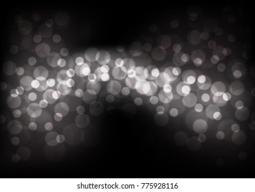 Gray bokeh light on black background vector illustration.