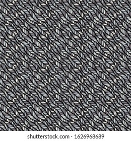 Gray bold vector seamless pattern with stylized sweater fabric. Texture for web, print, wallpaper, fall winter fashion, textile design, website background, holiday home decor, wedding invitation