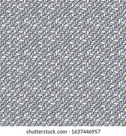 Gray bold vector seamless pattern with stylized sweater fabric. Texture for web, print, wallpaper, fall winter fashion, textile design, website background, holiday home decor, wedding invitation