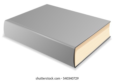 Gray book. Vector 3d illustration isolated on white background.
