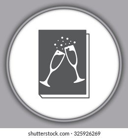 Gray book - vector icon with glasses of champagne 