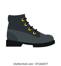 Gray boot icon in flat style on a white background