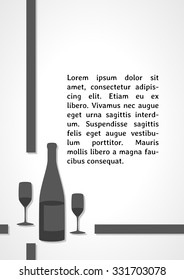 gray bottle with glasses dark infographics on gray gradient background