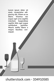 gray bottle with glasses dark infographics on gray gradient background