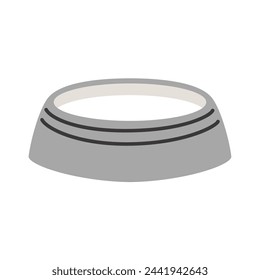 Gray bowl with milk for cats and dogs.Pets,breed.Flat cartoon vector illustration isolated on white background