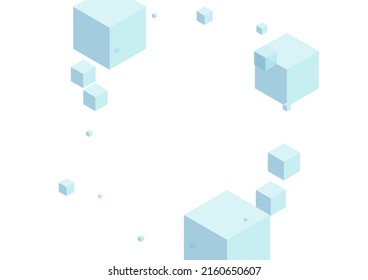 Gray Box Background White Vector. Polygon Element Texture. Blue-gray Block Brick Card. Creative Illustration. Sky Blue Scatter Cube.