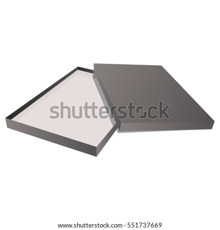 Gray box with cover isolated on white background. Black box with cover. Vector illustration.