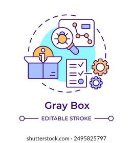 Gray box multi color concept icon. Data protection. Information security, vulnerability. Round shape line illustration. Abstract idea. Graphic design. Easy to use in infographic, presentation