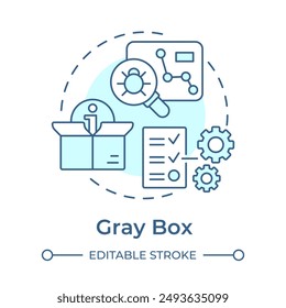 Icono de concepto de caja gris azul suave. Protección de datos. Seguridad de la información, vulnerabilidad. Ilustración de línea de forma redonda. Abstractas idea. Diseño gráfico. Fácil de usar en infografía, presentación
