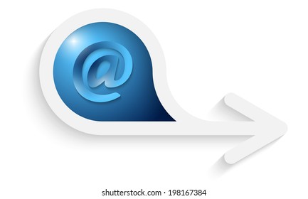 gray box for text with arrow and email icon