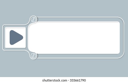 Gray box with white frame for your text and play symbol