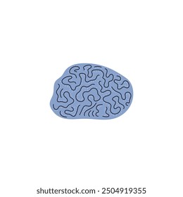 Gray Brain Coral. It has winding grooves on the surface. Underwater coral formation. Living reef-forming organisms. Underwater ecosystem. Vector illustration.