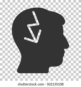Gray Brain Electric Strike toolbar pictogram. Vector pictograph style is a flat symbol on chess transparent background.