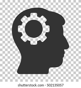 Gray Brain Gear toolbar icon. Vector pictogram style is a flat symbol on chess transparent background.