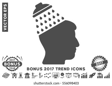 Gray Brain Shower icon with bonus 2017 year trend elements. Vector illustration style is flat iconic symbols, white background.