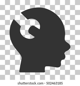 Gray Brain Wrench Tool toolbar pictogram. Vector pictogram style is a flat symbol on chess transparent background.