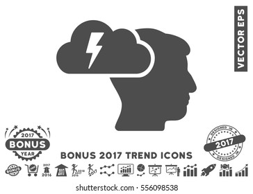 Gray Brainstorming icon with bonus 2017 trend design elements. Vector illustration style is flat iconic symbols, white background.
