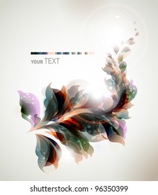 gray branch with abstract leaves