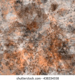 Gray and brown abstract seamless vector texture. Muddy grunge background. Triangular elements, thin straight lines, scratches, streaks, spots. Randomly mixed. Easy editing.