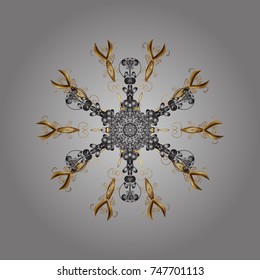 A gray, brown and beige colors with snowflakes. Vector christmas abstract colorful background with cute snowflake. Vector illustration.
