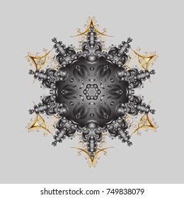 Gray, brown and beige colors with snowflakes. Isolated cute snowflakes on colorful background. Vector illustration.