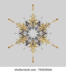 Gray, brown and beige colors. Vector illustration. Gray, brown and beige snowflakes. Christmas pattern with snowflakes abstract background. Holiday design for Christmas and New Year fashion prints.