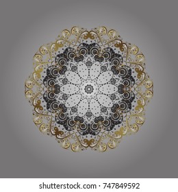 Gray, brown and beige colors. Vector illustration. Christmas pattern with snowflakes abstract background. Holiday design for Christmas and New Year fashion prints. Gray, brown and beige snowflakes.
