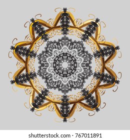 Gray, brown and beige snow on gray, brown and beige colors. Snowflake simple. Symbol of winter, Merry Christmas holiday, Happy New Year celebration Vector. Abstract wallpaper, wrapping decoration.