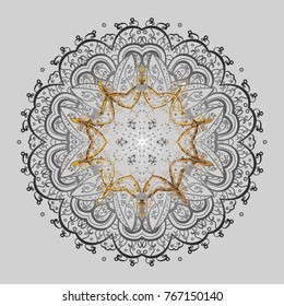 Gray, brown and beige snowflakes on a gray, brown and beige colors. Snowflake vector pattern. Vector illustration. Isolated cute snowflakes on colorful background.
