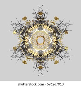 Gray, brown and beige snowflakes. Vector illustration. Cute design. Christmas background with snowflakes abstract background. Holiday design for Christmas, New Year fashion prints.
