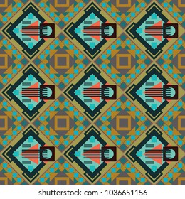 Gray, brown and blue abstract background painted geometry shine and layer element seamless pattern. Vector illustration.
