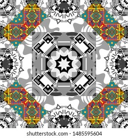 Gray, brown and blue polygonal illustration consisting of rectangles. Creative geometric seamless pattern. Vector rectangular design for your business.