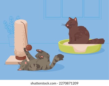 gray and brown cats mascots