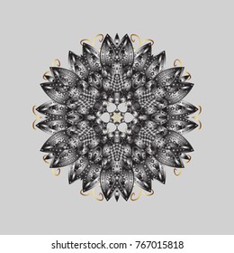 Gray, brown and neutral snow on gray, brown and neutral colors. Symbol of winter, Merry Christmas holiday, Happy New Year celebration Vector. Abstract wallpaper, wrapping decoration. Snowflake simple.