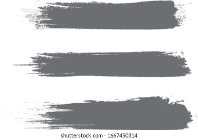 Gray brush stroke set isolated on white background. Trendy brush stroke for gray ink paint,grunge backdrop, dirt banner,watercolor design and dirty texture. Brush stroke vector illustration