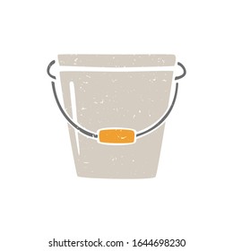Gray bucket icon isolated on transparent background.Colorful pictogram original design. Can be used for infographics, identity or decoration. Vector shabby hand drawn illustration