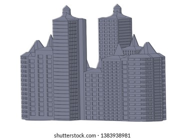 Gray building in the white background