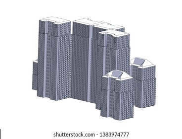 Gray building in the white background