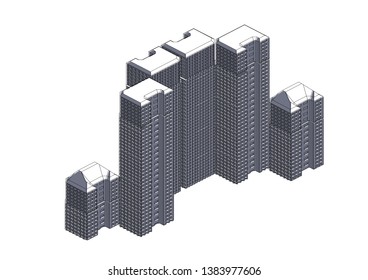 Gray building in the white background