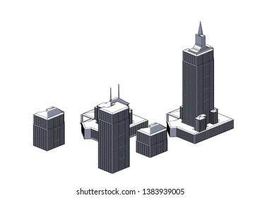 Gray buildings in the white background
