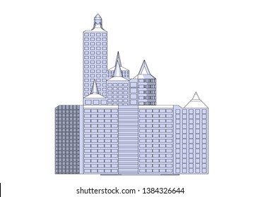 Gray buildings in the white background