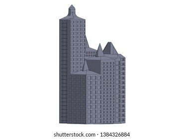 Gray buildings in the white background