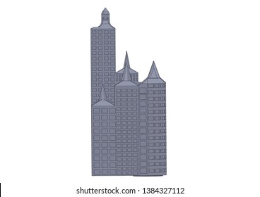 Gray buildings in the white background