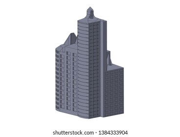 Gray buildings in the white background