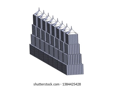 Gray buildings in the white background