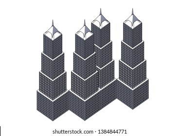 Gray buildings in the white background